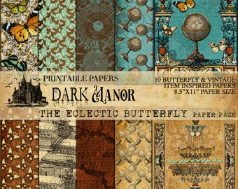 The Eclectic Butterfly Paper Kit - DIGITAL JOURNALING - Printable - Instant Download - GraphicsCandy