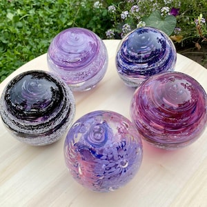 Pinks & Purples - Handmade Memorial Glass Orb - Custom Remembrance Keepsake - Personalized Tribute - Made to Order