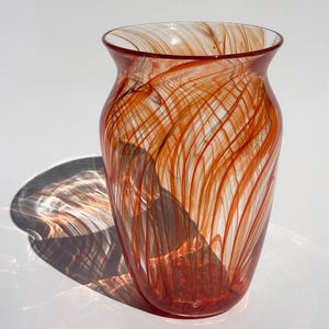 Handblown Red Glass Vase – One of a Kind - Functional Art – Fearhered Flower Vase
