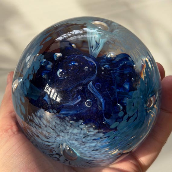 Glass Paperweight - One of a Kind Handblown Orb – Unique Gift – Art Glass Sculpture