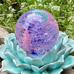 Handmade Glass Memorial Orb: Eternal Garden Keepsake, Custom Colors