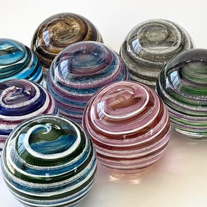 Handmade Memorial Glass Orb - Custom Remembrance Keepsake - Personalized Tribute Made to Order - Spirit Spiral