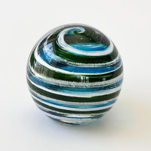 Handmade Memorial Glass Orb - Custom Remembrance Keepsake - Personalized Tribute Made to Order - Spirit Spiral