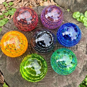 Handmade Memorial Glass Orb - Custom Remembrance Keepsake - Personalized Tribute - Made to Order - Rippled Vortex