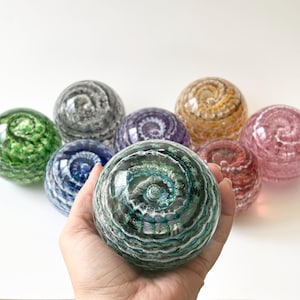 Handmade Memorial Glass Orb - Custom Remembrance Keepsake - Personalized Tribute Made to Order - Rippled Vortex