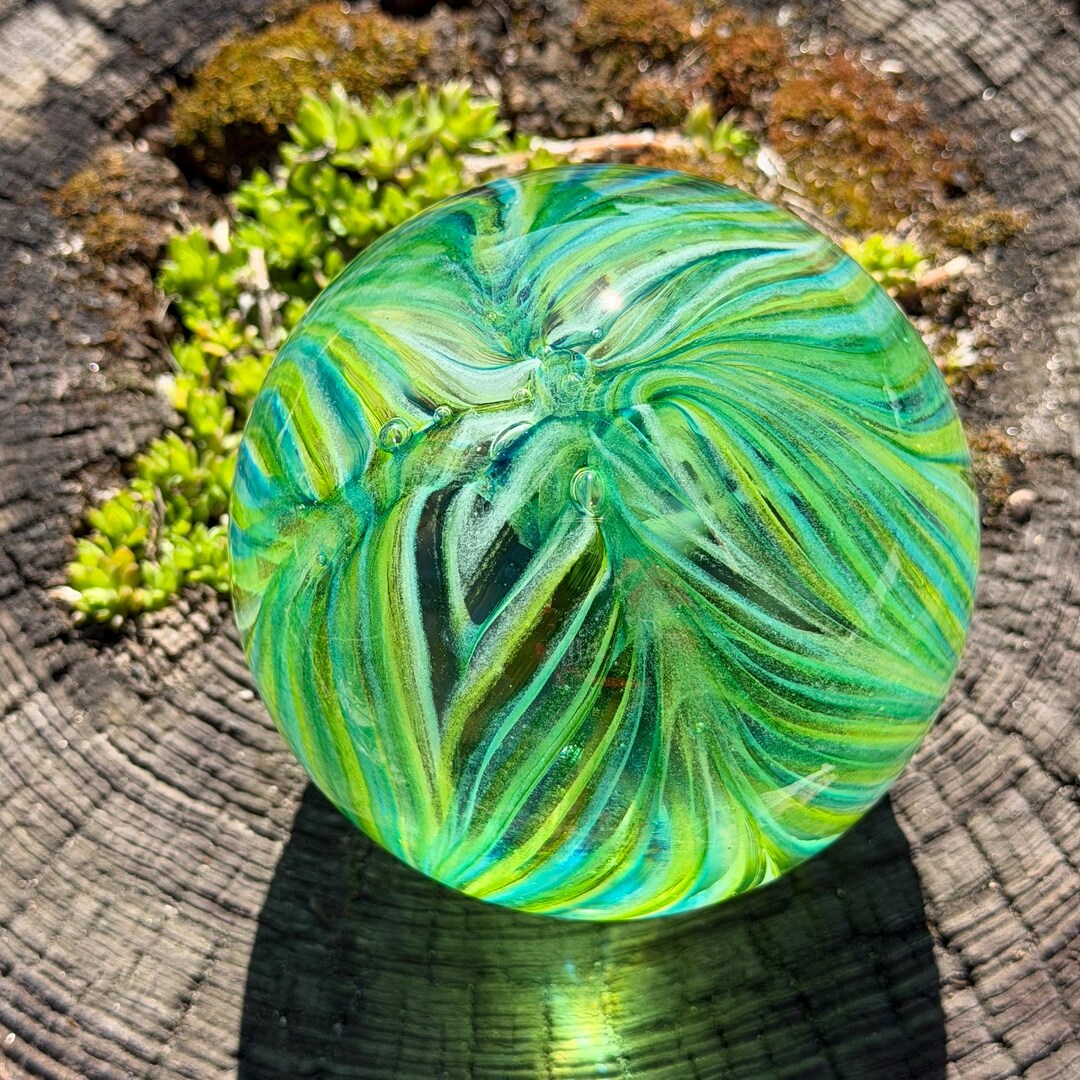 Glass Paperweight - Glow in the Dark - One of a Kind Handblown Orb ...