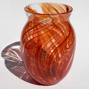Handblown Red Glass Vase – One of a Kind - Functional Art – Fearhered Flower Vase