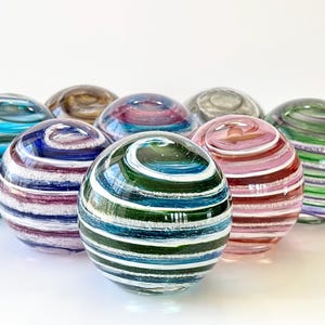 Handmade Memorial Glass Orb - Custom Remembrance Keepsake - Personalized Tribute Made to Order - Spirit Spiral