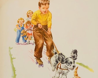 Dick and Jane Vintage Book Page Poster