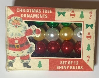 Retro Vintage Ornament Box Christmas Holiday Pin Handmade with Pearlescent Glass Beads
