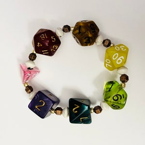 DND Die Bracelet #3 with Stone and Bronze Beads