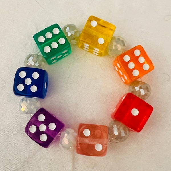 Rainbow Bracelet with Iridescent Faceted Beads #4