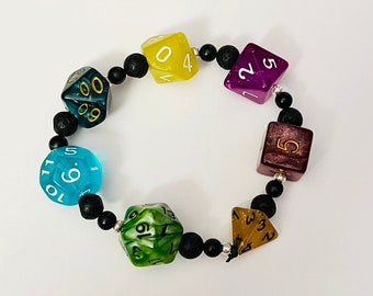 DND Die Bracelet #2 with Stone and Lava Beads