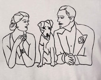Handpainted Nick and Nora - The Thin Man - William Powell and Myrna Loy T-shirt