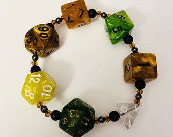 DND Die Bracelet #9 with Lava and Crystal Beads