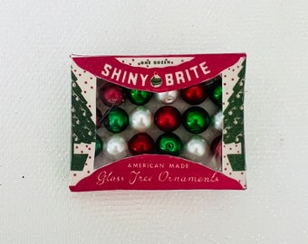 Retro Handmade Christmas Holiday Pin, Vintage Shiny Brite Ornament Box