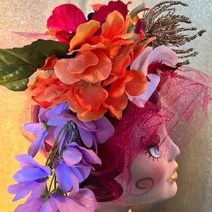 Handmade Pink Tiki Wisteria Tropical Headband