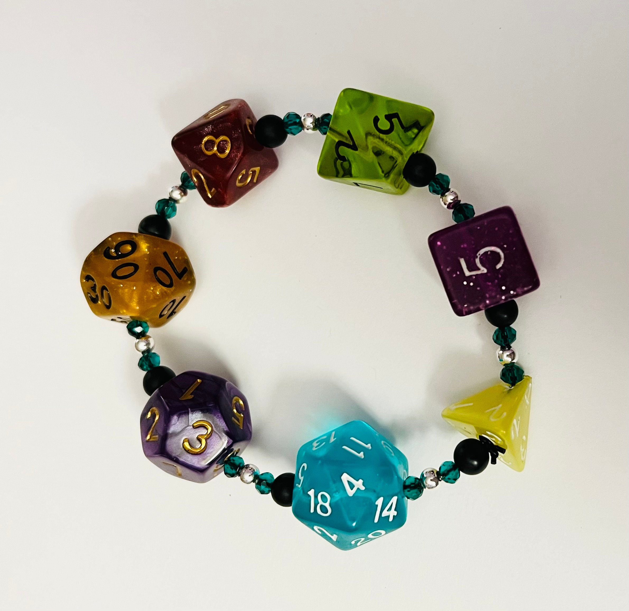 Dungeons and Dragons Die Bracelet #5 With Stone and Crystal Beads