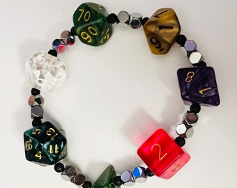 DND Die Bracelet #14 with Metal Beads