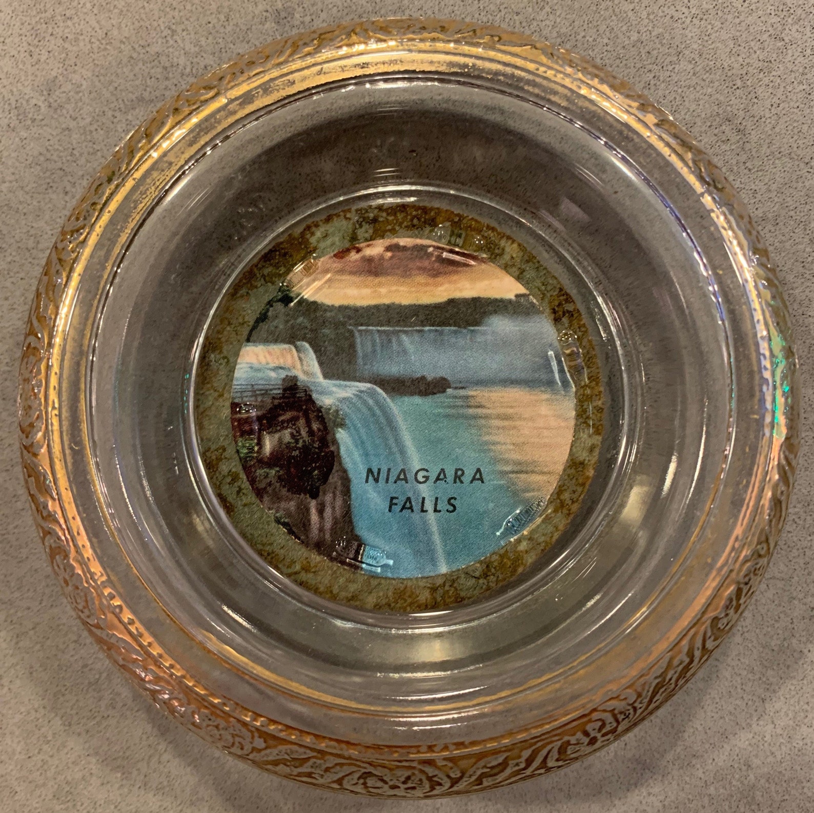 Vintage Niagara Falls Souvenir Glass Dish Wall Hanging Etsy