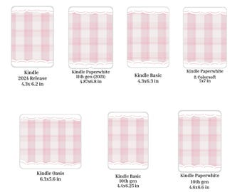 Pink Gingham Kindle Insert: Girly Checkered Skin (Digital Download, Printable Stickers)