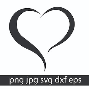 Open Heart SVG PNG Bundle, 10 Black & White Instant Downloads, 2 SVG 2 png Files, Minimalist Heart Line Art Clipart Cricut Cut Files