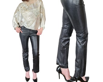 Vintage Gap Black Leather Pants Y2K Low Rise Boot Cut