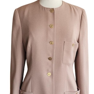 Vintage 90s Sonia Rykiel Skirt Suit Beige Wool / M