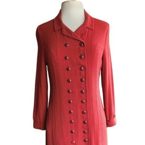 Vintage RARE 90er Jahre Chloe Kleid Orange Rot Wolle Crepe Button Down Front