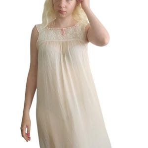 Vintage Edwardian Nightgown Chemise Slip Dress Dress Cream Crochet Lace / M