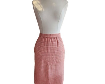 70s Burberrys Skirt Red White Checked Midi Length