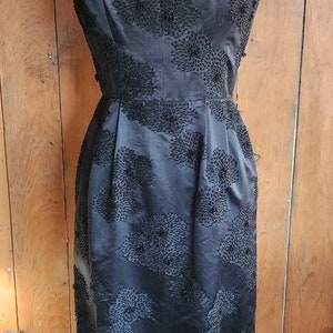 60s Black Silk Party Dresses Heavy Beading Imperial House Hong Kong image 9