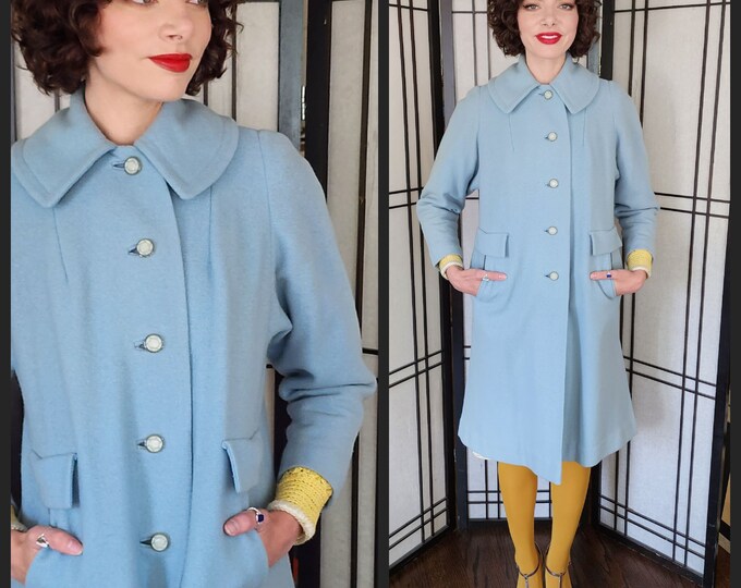 60s Baby Blue Wool Coat by Livingstons Young Town Etsy