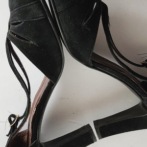 Vintage jaren '50 zwarte schoenen T-bandjes hoge hakken Joyce California maat 11 afbeelding 7