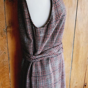 Vintage 70s Plaid Dress Pendleton Sleeveless Belted Brown Tartan image 4