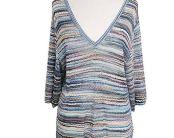 Missoni Vintage Y2K Tunic Sweater Top NWT Women L Rayon Zigzag Knit Multicolor