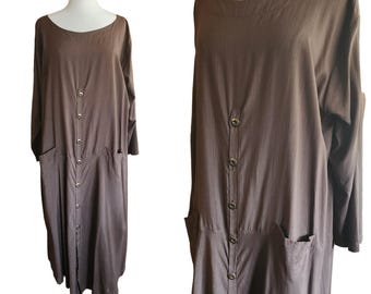 Vintage 2000s J Morgan Puett Dress in Brown Striped Silk