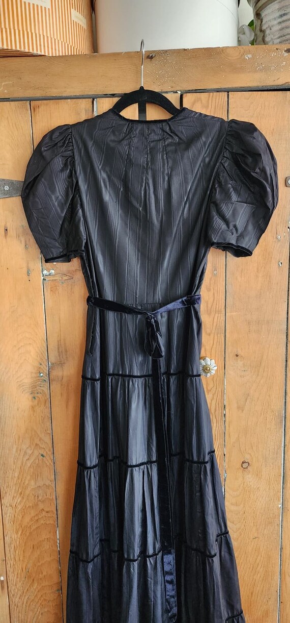 Vintage 30s Black Evening Dress Waterfall Taffeta… - image 5