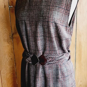 Vintage 70s Plaid Dress Pendleton Sleeveless Belted Brown Tartan image 3
