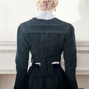 Antique Edwardian Jacket 1900s Black Satin w/Ribbon Embellishment image 7