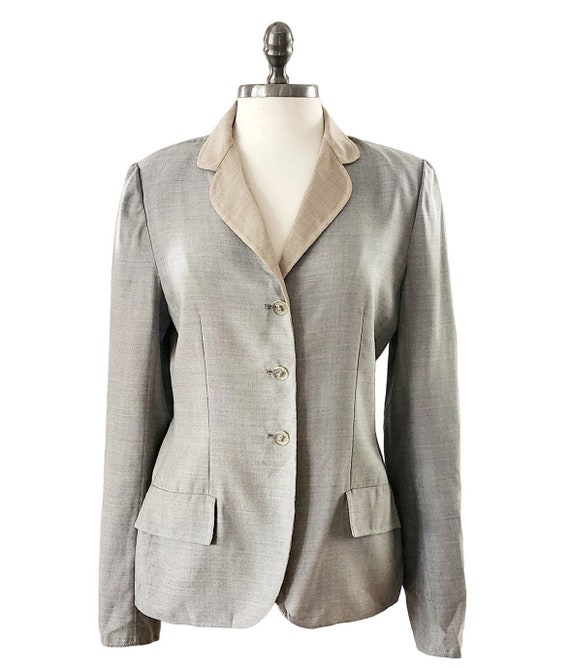 Vintage 80s Gray Linen Blazer Bill Blass for Neima