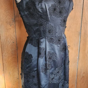 60s Black Silk Party Dresses Heavy Beading Imperial House Hong Kong image 5