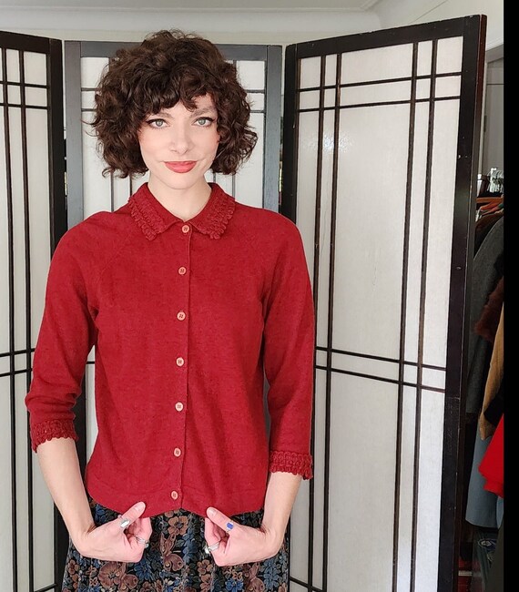 Cranberry top cardigan sweater