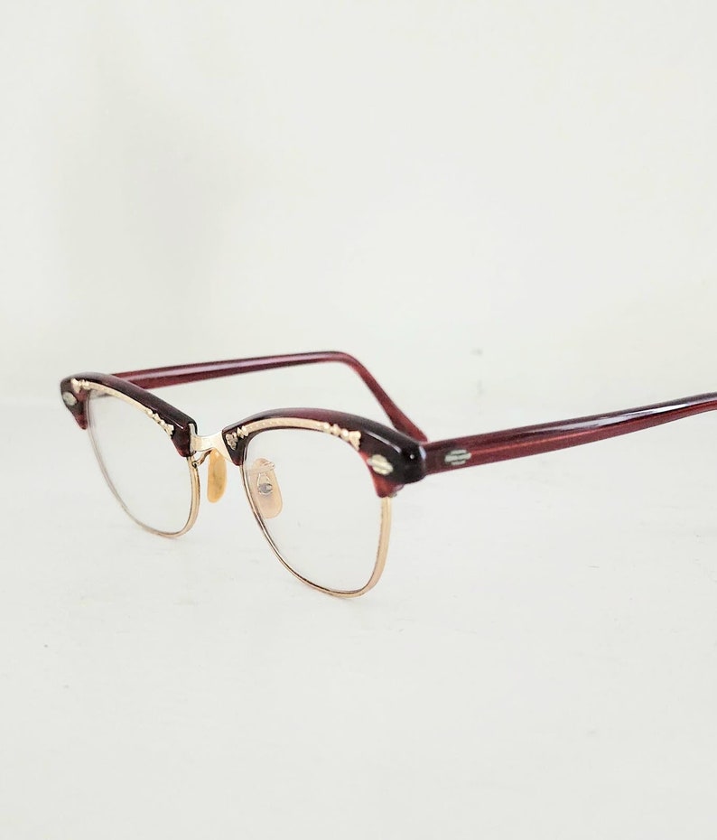 Vintage 50s Eye Glasses Dark Red & Gold by Art Craft image 5