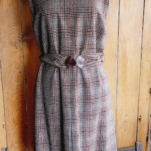 Vintage 70s Plaid Dress Pendleton Sleeveless Belted Brown Tartan image 6