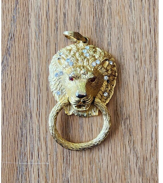 Vintage 60s Lion's Head Pendant Door Knocker Hamm… - image 10