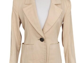 Vintage 80s YVES SAINT LAURENT Beige Blazer Single Button Jacket