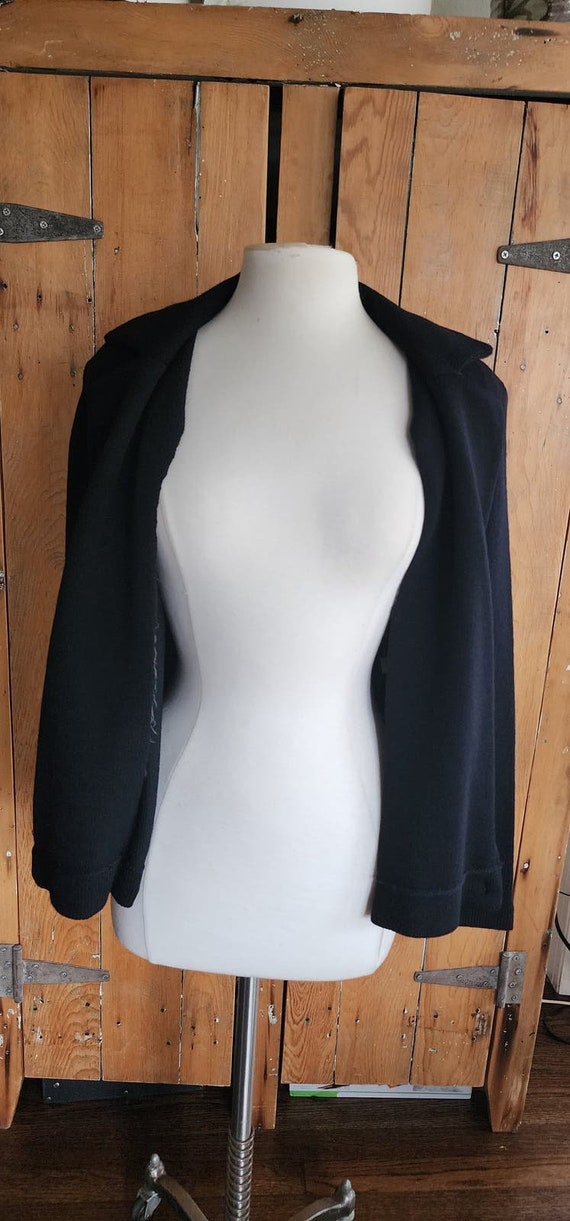 Vintage 80s Black Knit Wool Jacket St John Skene - image 10