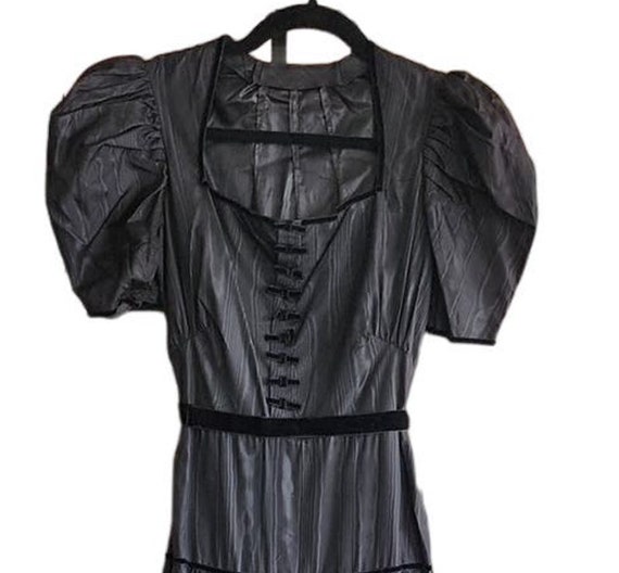 Vintage 30s Black Evening Dress Waterfall Taffeta… - image 2