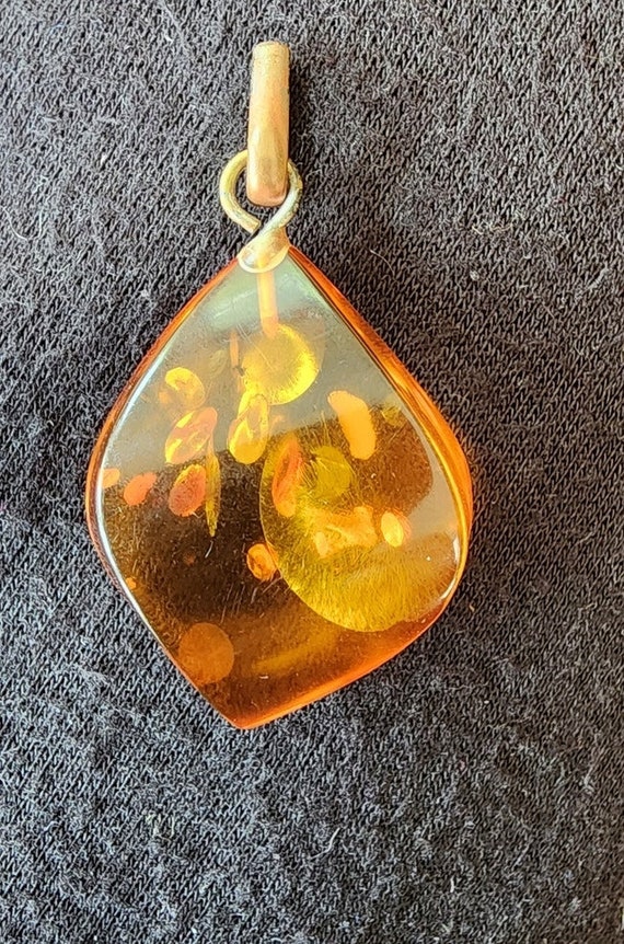 Vintage Amber Pendant Teardrop Shape - image 3